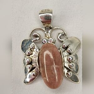 925 & Pink Gemstone Butterfly Necklace